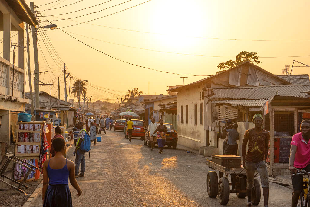 Sonnenuntergang Oxford Strasse Ghana